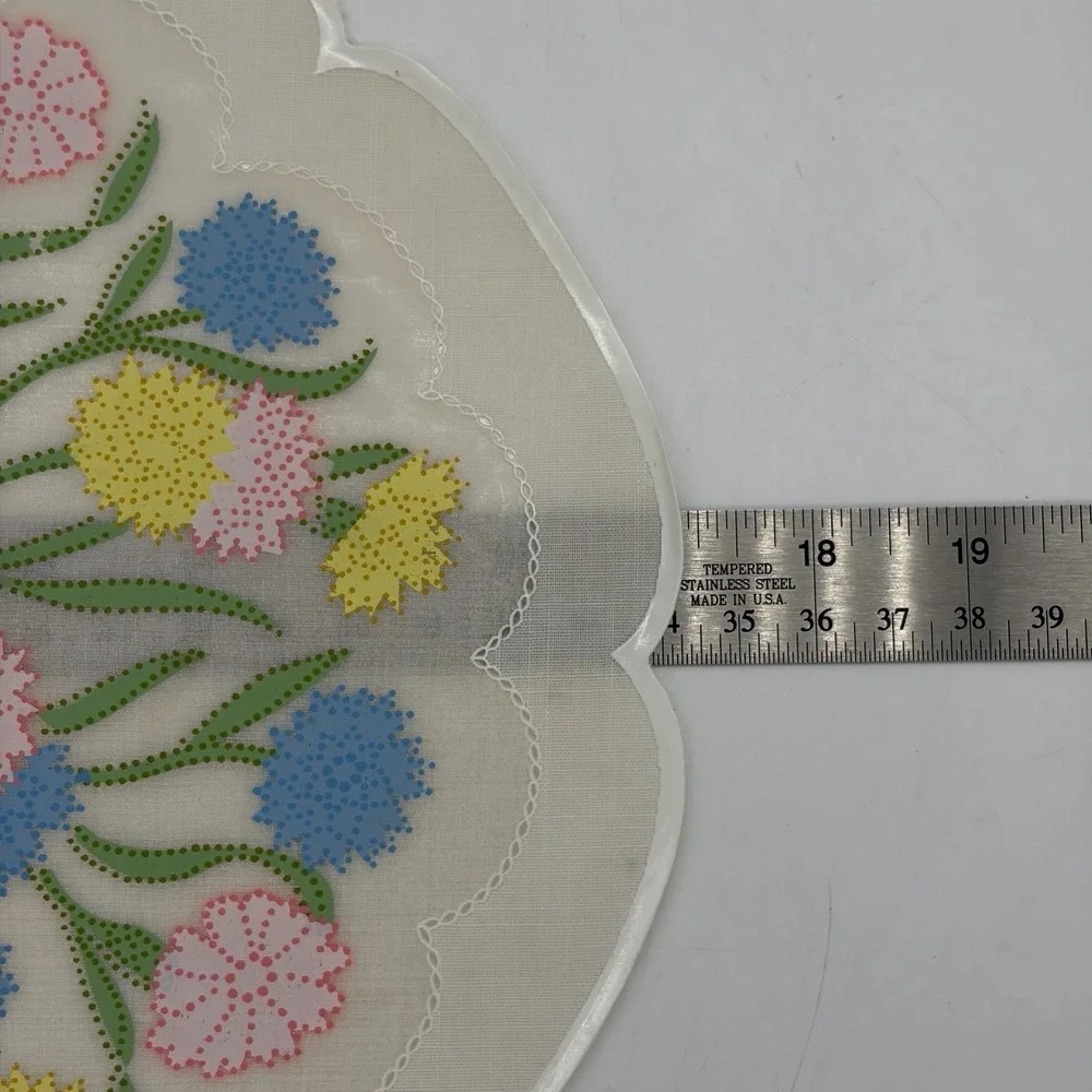 Vintage LOT of 4 Vinyl Floral Placemats Pastel Oval Scalloped Edges Cottagecore